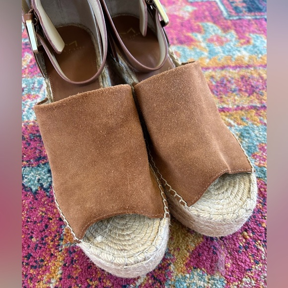 🔥Marc Fisher | Women's brown suede upper, leather heel wedge espadrille size 11 - Picture 11 of 16